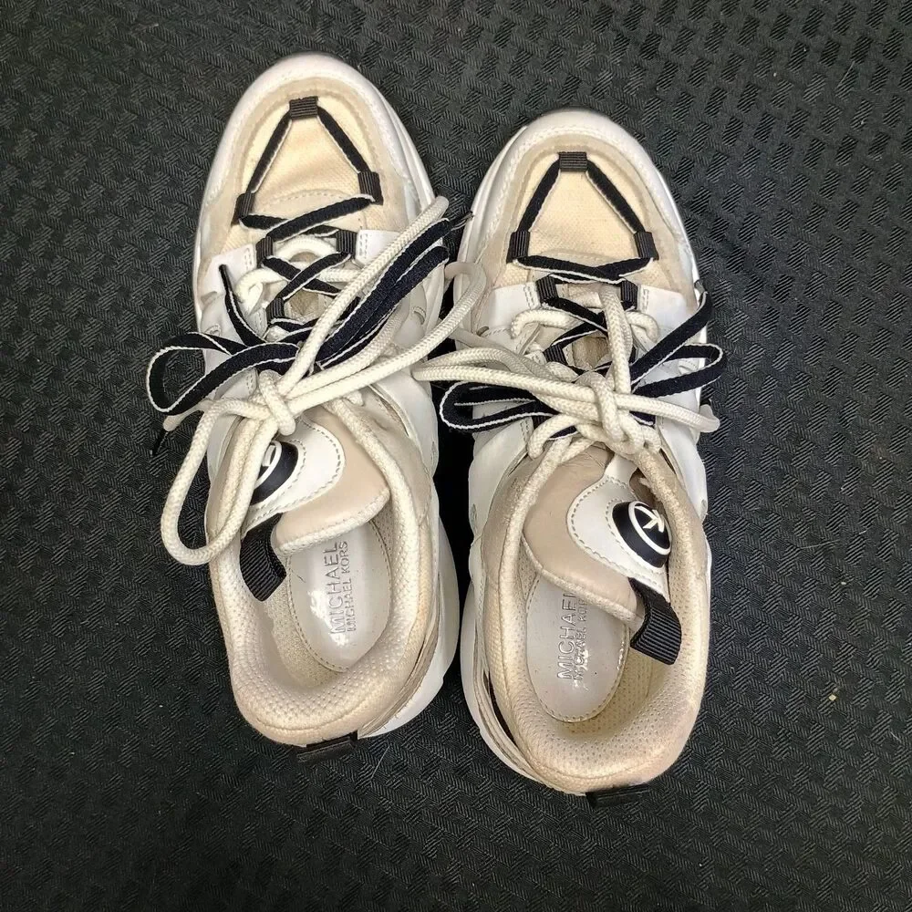 Michael Kors Chunky White/black Fashion Sneakers Women's Size6M Dual lace #SG19J